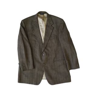 Brooks Brothers Prince of Wales Glen Plaid Wool Cashmere Blazer Sport Jacket 44R